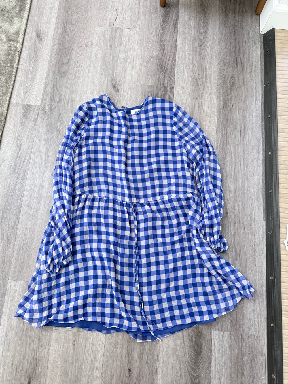 Diane Von Furstenberg Blue and White Gingham Midi Dress